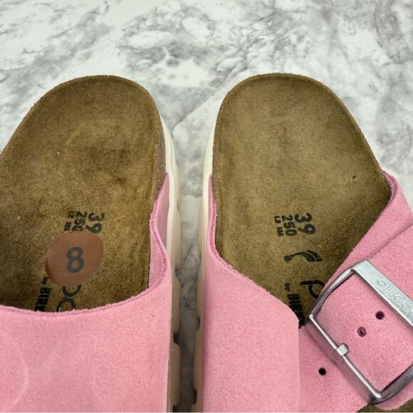 Papillio by Birkenstock Arizona Chunky Suede Leather Candy Pink Sandals WMS Sz 8 - Picture 10 of 14